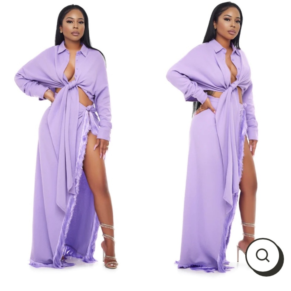 Minaa Monroe fancy fringe maxi skirt and top
